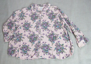 Vtg Venezia Vitale Shirt Womens 3X Lilac Corduroy Floral Button Granny Cottage